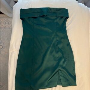 Altar'd State Strapless Dress in Deep Green